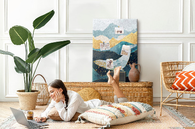 Tableau en liège déco Une baleine au milieu des vagues montagneuses de l'océan