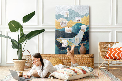 Tableau en liège déco Une baleine au milieu des vagues montagneuses de l'océan
