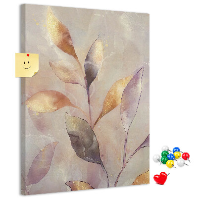 Tableau de liège Feuilles délicates aux teintes pastel
