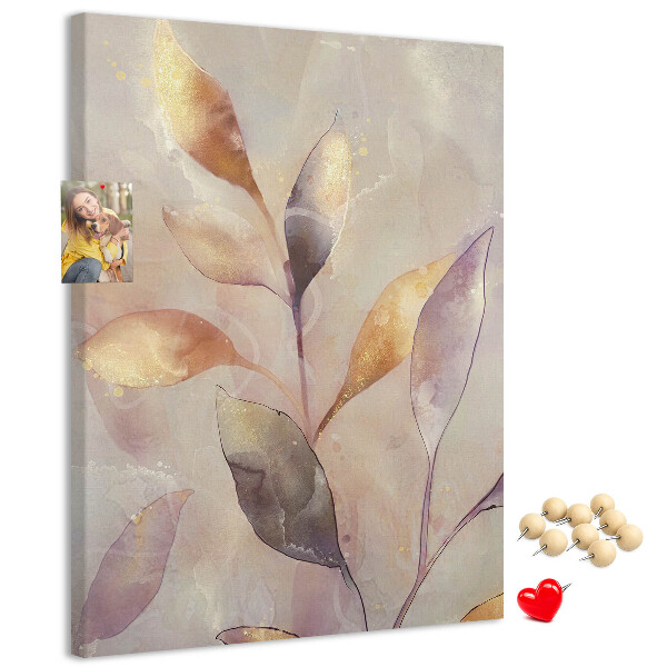 Tableau de liège Feuilles délicates aux teintes pastel