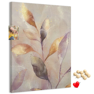 Tableau de liège Feuilles délicates aux teintes pastel