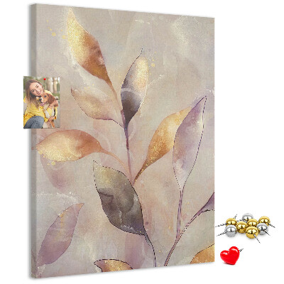 Tableau de liège Feuilles délicates aux teintes pastel