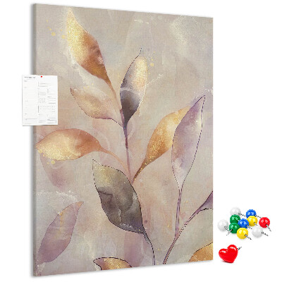 Tableau de liège Feuilles délicates aux teintes pastel