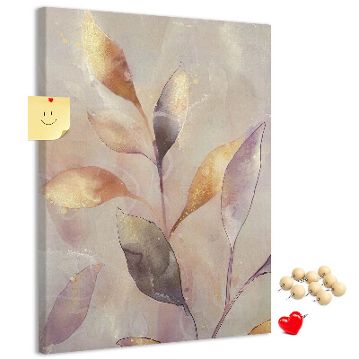 Tableau de liège Feuilles délicates aux teintes pastel