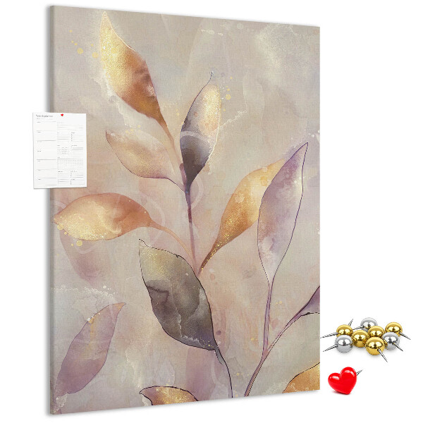 Tableau de liège Feuilles délicates aux teintes pastel