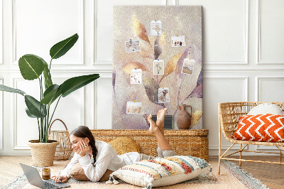 Tableau de liège Feuilles délicates aux teintes pastel