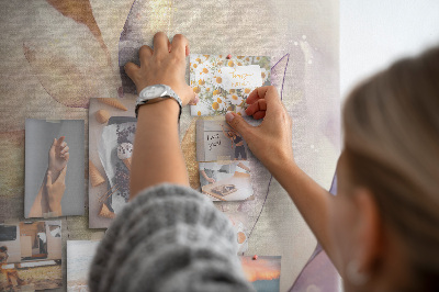 Tableau de liège Feuilles délicates aux teintes pastel