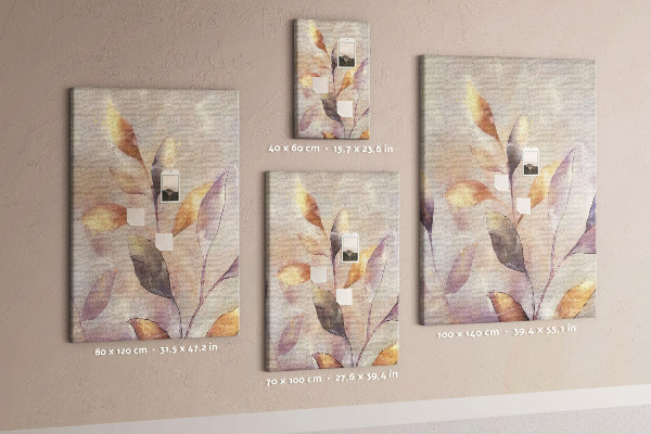 Tableau de liège Feuilles délicates aux teintes pastel