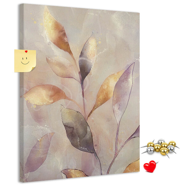 Tableau de liège Feuilles délicates aux teintes pastel