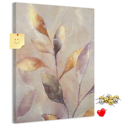 Tableau de liège Feuilles délicates aux teintes pastel