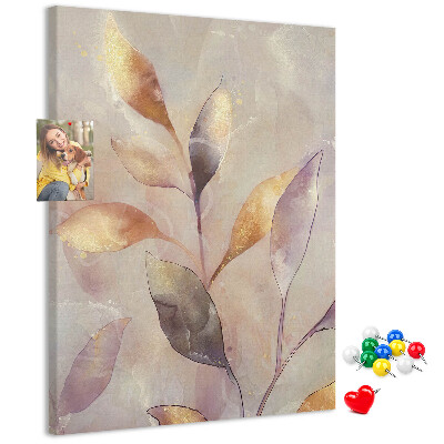 Tableau de liège Feuilles délicates aux teintes pastel