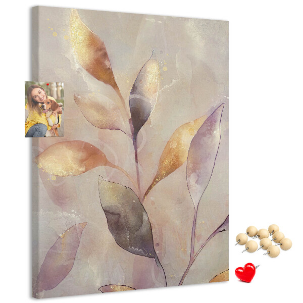 Tableau de liège Feuilles délicates aux teintes pastel