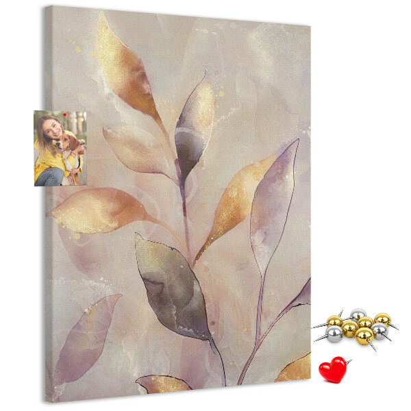 Tableau de liège Feuilles délicates aux teintes pastel