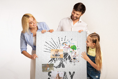 Tableau en liège fantaisie Montagnes avec des rayons de soleil en arrière-plan
