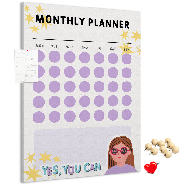 Tableau de liège Agenda mensuel à points de couleur