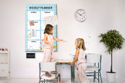 Tableau en liège fantaisie Agenda hebdomadaire avec un chat mignon