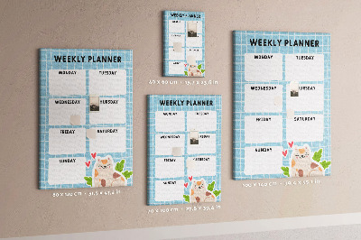 Tableau en liège fantaisie Agenda hebdomadaire avec un chat mignon
