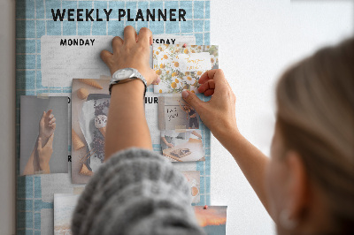 Tableau en liège fantaisie Agenda hebdomadaire avec un chat mignon