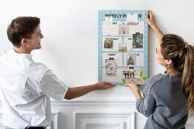 Tableau en liège fantaisie Agenda hebdomadaire avec un chat mignon
