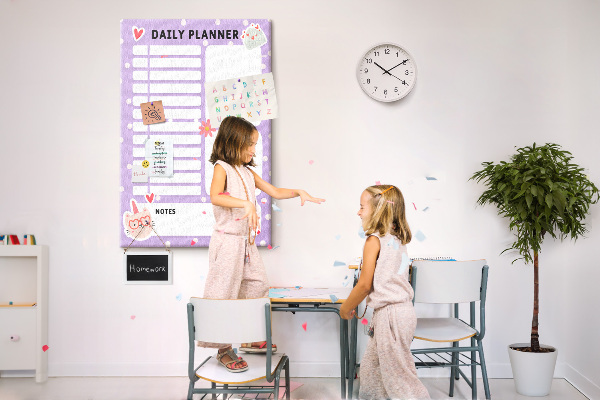 Tableau en liège déco Agenda quotidien aux couleurs pastel