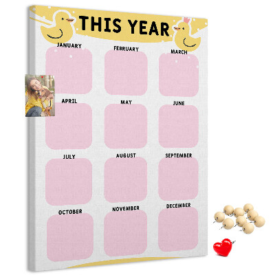 Tableau de liège Un calendrier joyeux orné d'un motif d'oiseau