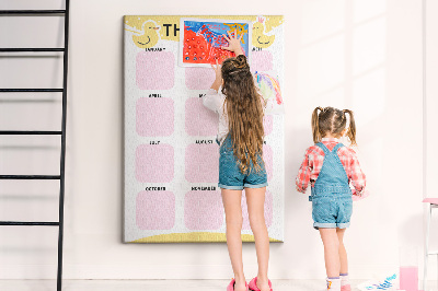Tableau de liège Un calendrier joyeux orné d'un motif d'oiseau