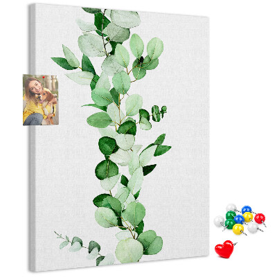 Tableau en liège fantaisie Feuilles vertes sur fond clair