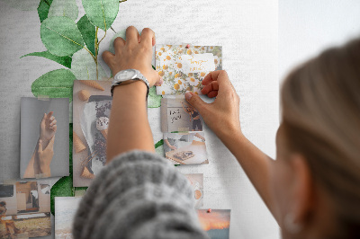 Tableau en liège fantaisie Feuilles vertes sur fond clair