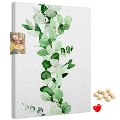 Tableau en liège fantaisie Feuilles vertes sur fond clair
