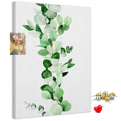 Tableau en liège fantaisie Feuilles vertes sur fond clair