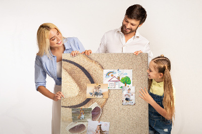 Tableau en liège déco Accessoires de plage d'été dans le sable