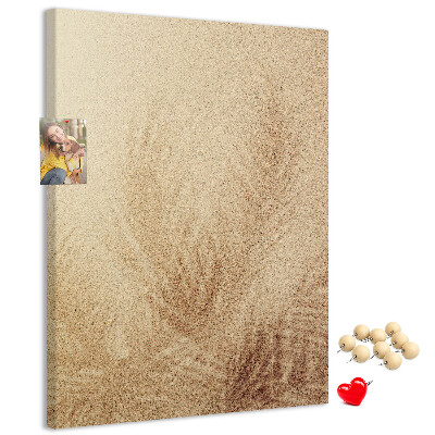 Tableau de liège Motif délicat de feuilles dans le sable