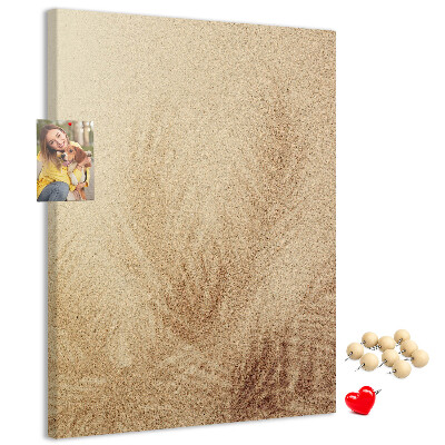 Tableau de liège Motif délicat de feuilles dans le sable