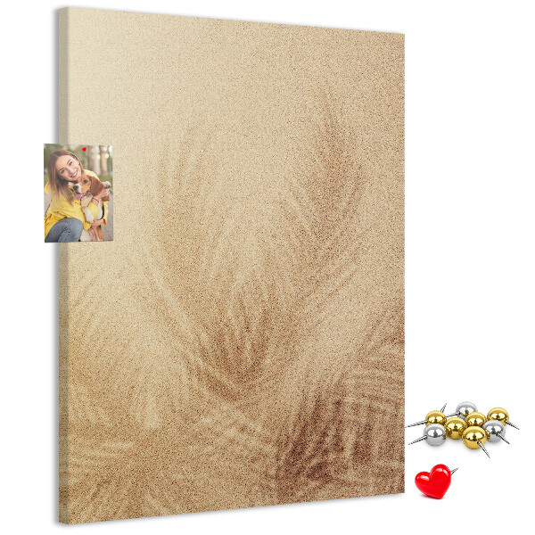 Tableau de liège Motif délicat de feuilles dans le sable