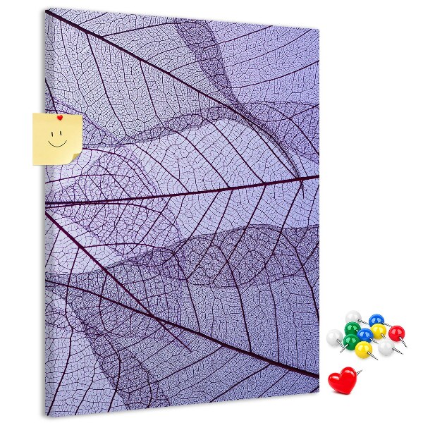 Tableau en liège déco Feuilles délicates dans des tons de violet