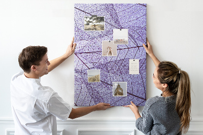 Tableau en liège déco Feuilles délicates dans des tons de violet