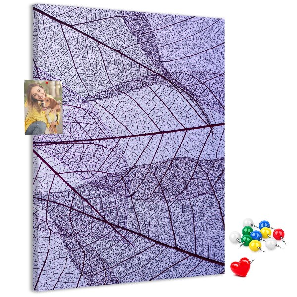 Tableau en liège déco Feuilles délicates dans des tons de violet