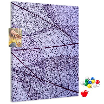 Tableau en liège déco Feuilles délicates dans des tons de violet