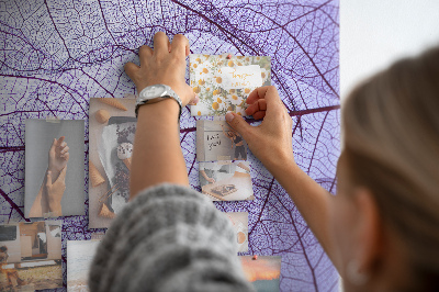 Tableau en liège déco Feuilles délicates dans des tons de violet