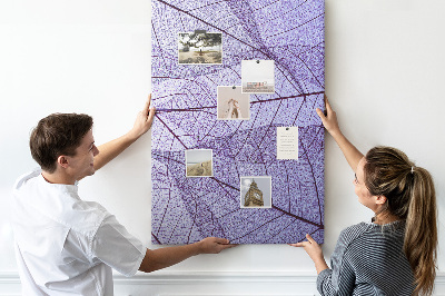 Tableau en liège déco Feuilles délicates dans des tons de violet