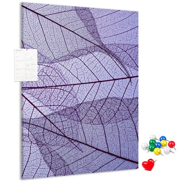 Tableau en liège déco Feuilles délicates dans des tons de violet