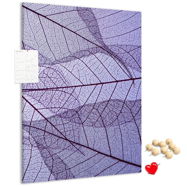 Tableau en liège déco Feuilles délicates dans des tons de violet