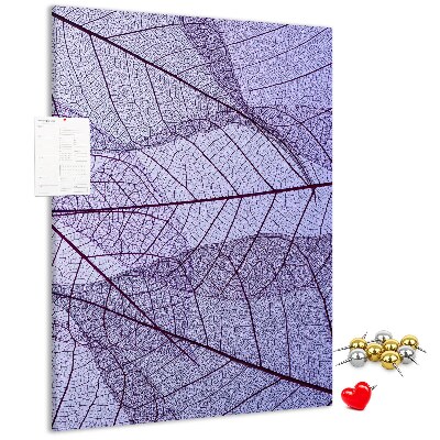 Tableau en liège déco Feuilles délicates dans des tons de violet