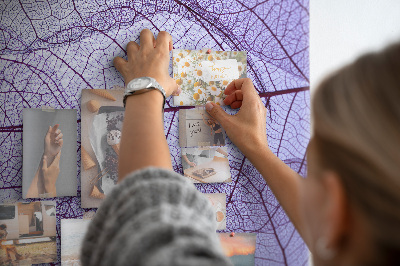 Tableau en liège déco Feuilles délicates dans des tons de violet