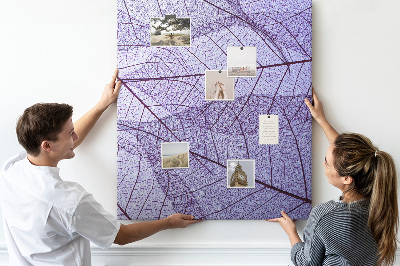 Tableau en liège déco Feuilles délicates dans des tons de violet