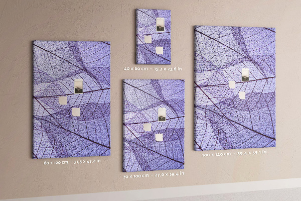 Tableau en liège déco Feuilles délicates dans des tons de violet