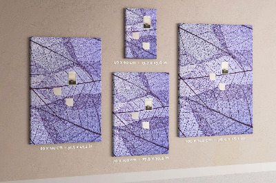 Tableau en liège déco Feuilles délicates dans des tons de violet
