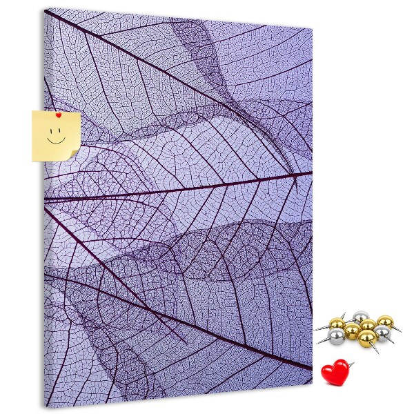 Tableau en liège déco Feuilles délicates dans des tons de violet