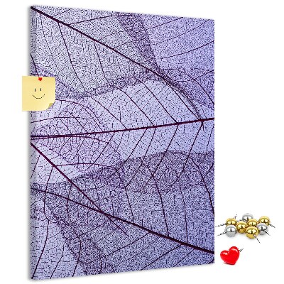 Tableau en liège déco Feuilles délicates dans des tons de violet