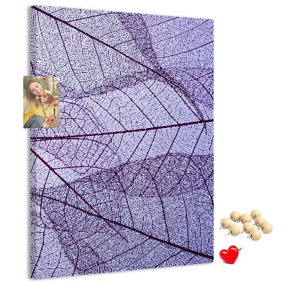Tableau en liège déco Feuilles délicates dans des tons de violet
